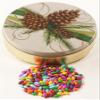 Scott's Cakes Rainbow Mix Chocolate Covered Sunflower Seeds in a Mini Festive Pinecone Tin view 1