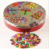 Scott's Cakes Rainbow Mix Chocolate Covered Sunflower Seeds in a Mini Gifts Galore Tin view 1