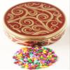 Scott's Cakes Rainbow Mix Chocolate Covered Sunflower Seeds in a Mini Golden Swirl Tin view 1
