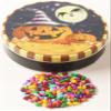 Scott's Cakes Rainbow Mix Chocolate Covered Sunflower Seeds in a Mini Happy Halloween Tin view 1