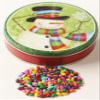 Scott's Cakes Rainbow Mix Chocolate Covered Sunflower Seeds in a Mini Scarf Snowman Tin view 1
