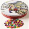 Scott's Cakes Rainbow Mix Chocolate Covered Sunflower Seeds in a Mini Snowday Tin view 1