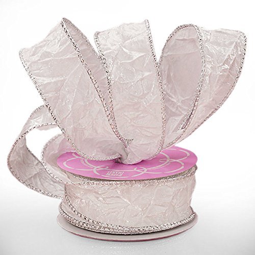 2 1/2" X 10 Yards White Crushed Satin Ribbon Christmas