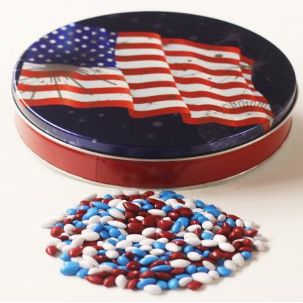 Scott's Cakes Patriotic Mix Chocolate Covered Sunflower Seeds in a Mini American Fireworks Tin