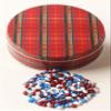 Scott's Cakes Patriotic Mix Chocolate Covered Sunflower Seeds in a Mini Plaid Tin view 1