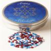 Scott's Cakes Patriotic Mix Chocolate Covered Sunflower Seeds in a Mini Snowflake Tin view 1