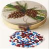 Scott's Cakes Patriotic Mix Chocolate Covered Sunflower Seeds in a Mini Festive Pinecone Tin view 1