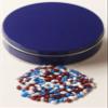 Scott's Cakes Patriotic Mix Chocolate Covered Sunflower Seeds in a Mini Solid Blue Tin view 1