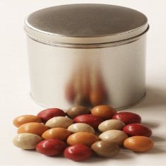 Scott's Cakes Fall Harvest Gourmet Chocolate Malt Balls in a Solid Platimun Can