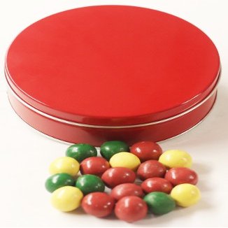 Scott's Cakes Holiday Mix Gourmet Chocolate Malt Balls in a Mini Metallic Red Tin