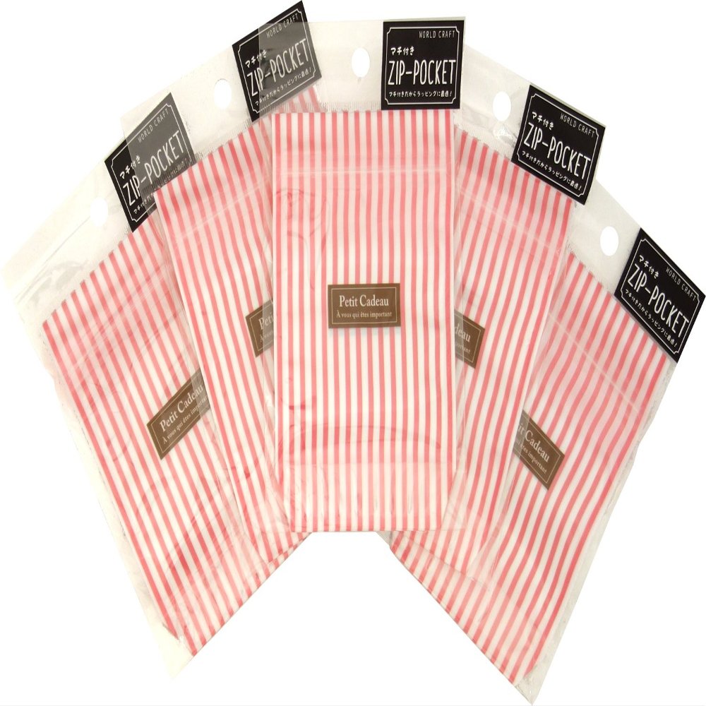 WRC Zipper Back with Gusset, Zip-Pocket Stripes, Pink, S, Pack of 25