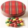 Scott's Cakes Holiday Mix Gourmet Chocolate Malt Balls in a Medium Plaid Tin view 1