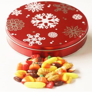 Scott's Cakes Fall Festival Mix in a Small Red with Flakes Tin