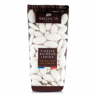 Medicis Premium Candied Almond Dragees (French Jordan Almonds) Sugar Coated Candies Ideal as a Party Favor for Weddings and Baby Showers, 75 Count Bag 8.8oz, White