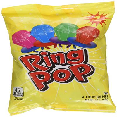 Bazooka Ring Pop Candy 0.35 oz Bag - 4 Count