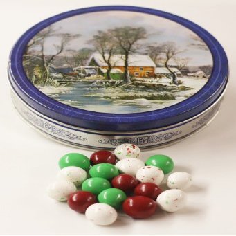 Scott's Cakes Christmas Chocolate Malt Balls in a Medium Homestead Tin