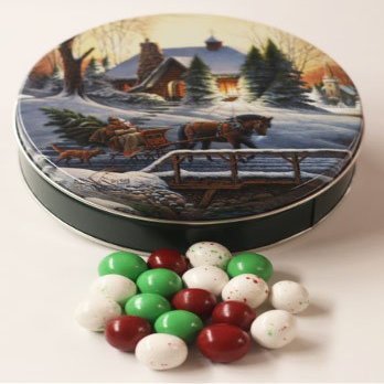 Scott's Cakes Christmas Chocolate Malt Balls in a Medium Heading Home Tin