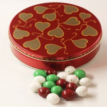 Scott's Cakes Christmas Chocolate Malt Balls in a Medium Heart Tin