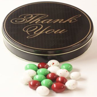 Scott's Cakes Christmas Chocolate Malt Balls in a Medium Thank You Tin