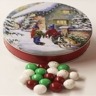Scott's Cakes Christmas Chocolate Malt Balls in a Medium Snowday Tin