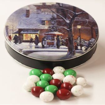 Scott's Cakes Christmas Chocolate Malt Balls in a Large City Sidewalks Tin
