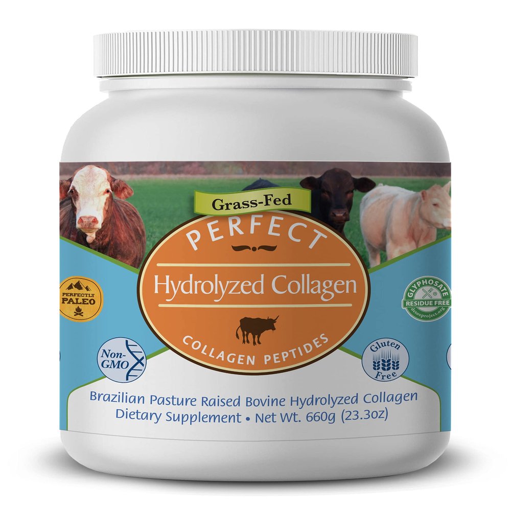 Perfect Supplements Unflavored Hydrolyzed Collagen Powder for Men and Women - Collagen Peptides - Mix in Hot Cold Liquids, Grass Fed, Easy Absorption, 660 Grams