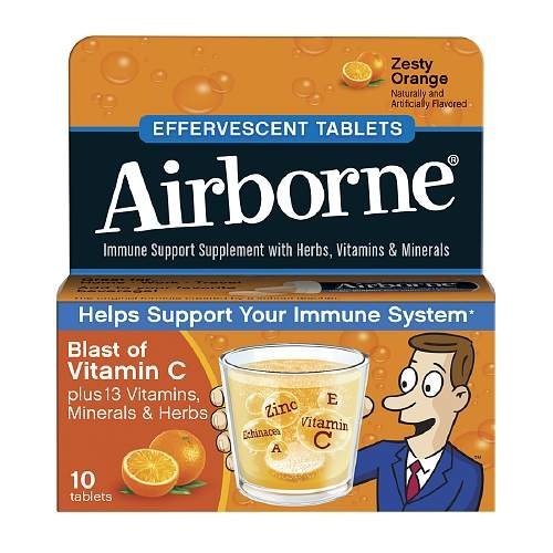 Airborne Effervescent Tablets, Zesty Orange 10 ea Pack of 5