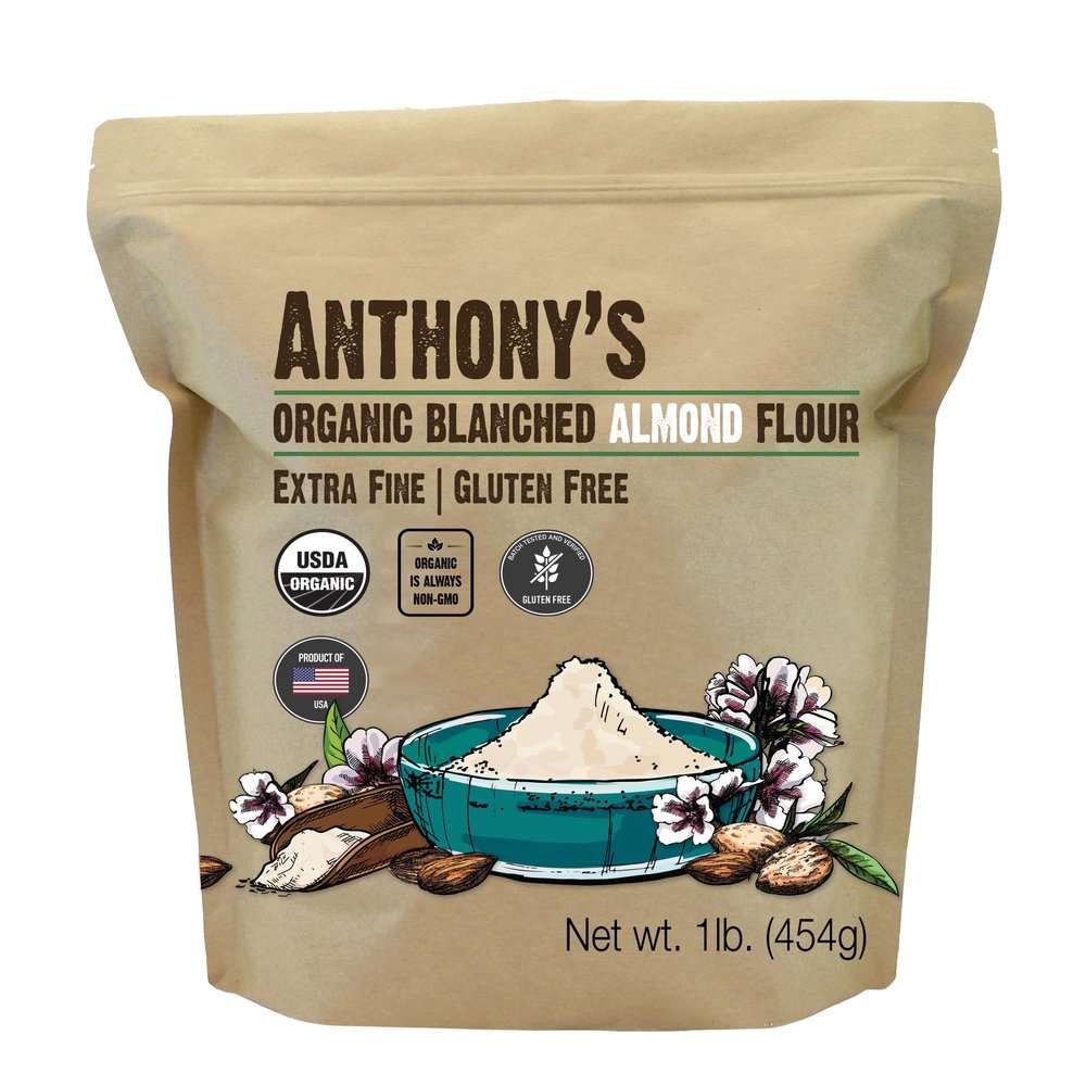 Anthony's Organic Almond Flour, 1 lb, Blanched, Gluten Free, Non GMO, Keto Friendly, Extra Fine, Low Carb