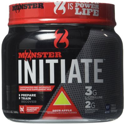 Cytosport Monster Initiate Nutritional Drink, Pre Workout Powder, Sour Apple Flavored, 600 Gram (30 Servings)