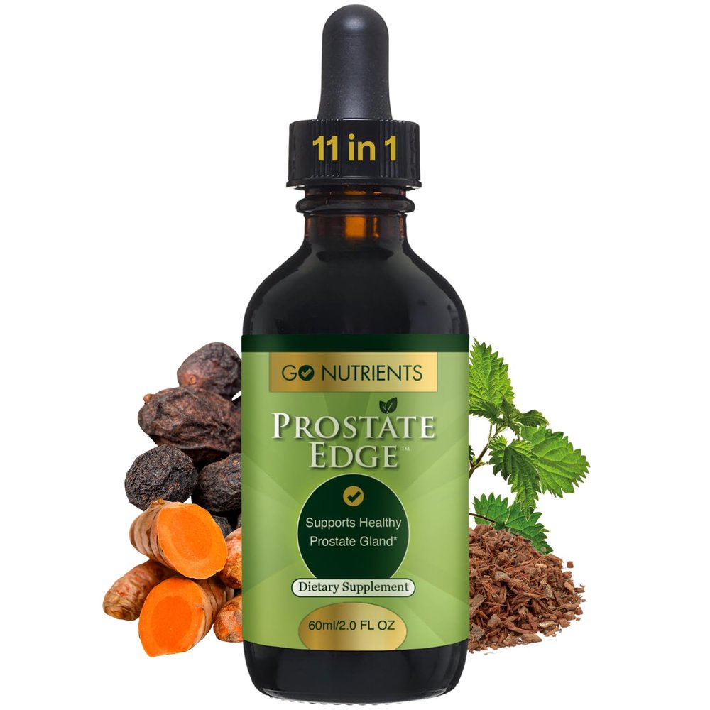 Go Nutrients Prostate Edge - Saw Palmetto & Pygeum Extract Supplement for Mens Prostate Health & Relief - Organic Liquid Drops to Support Urinary Flow, Bladder Comfort & Vitality 2oz