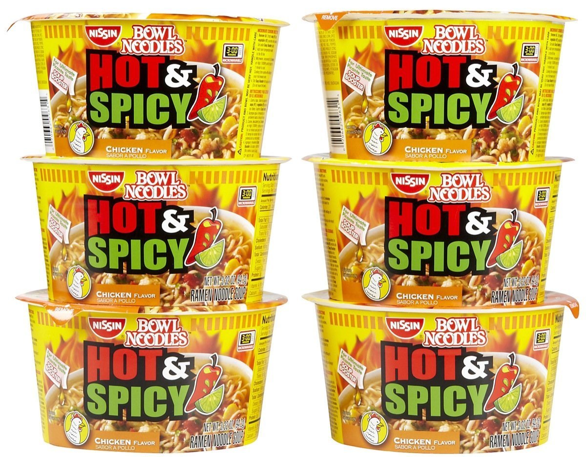 Nissin Bowl Noodle Hot and Spicy Chicken - 3.32 oz - 6 Pack
