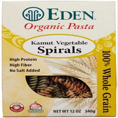 Eden Kamut Vegetable Spirals 100% - 12 oz - 6 Pack