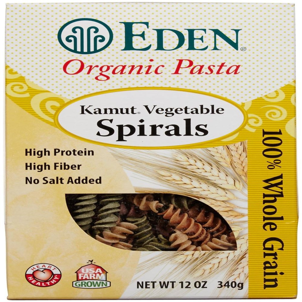 Eden Kamut Vegetable Spirals 100% - 12 oz - 6 Pack