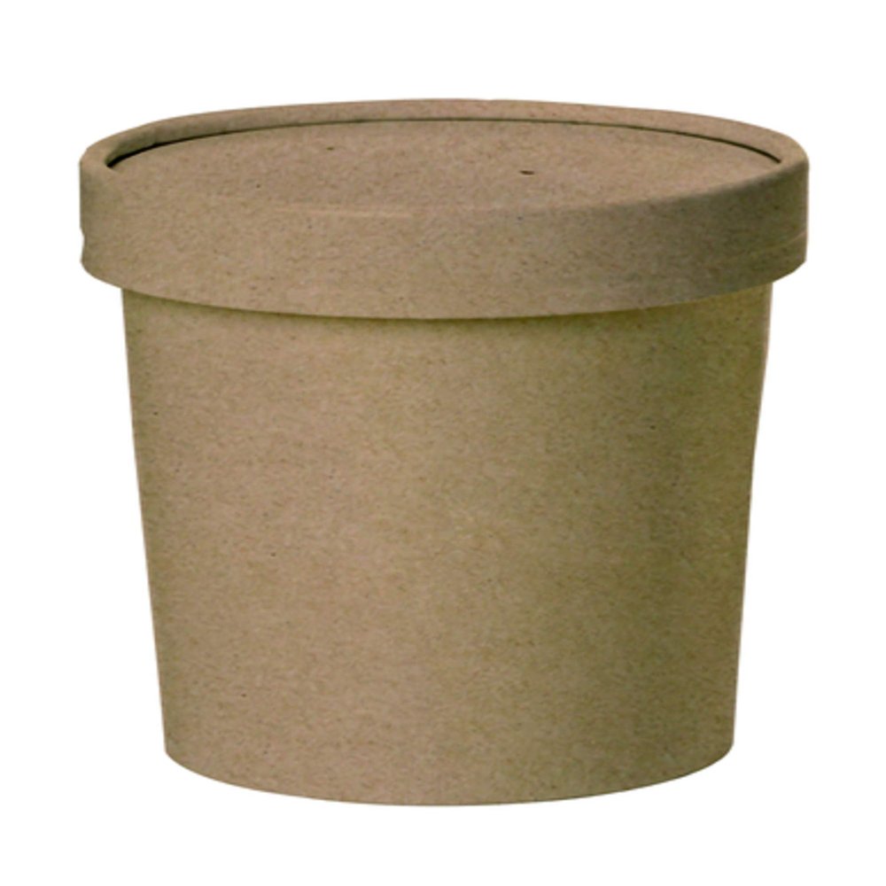 PacknWood 210SOUPCOK12 - Paper Soup Cups with lids - Takeout Soup containers with lids - Paper Soup Container with lid - hot Soup Cup with lid -(12 oz, 3.5" x 3.4") - case of 500