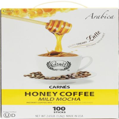 Carnes Mild Mocha with honey powder (Instant Coffee Mix) - 100 Sticks