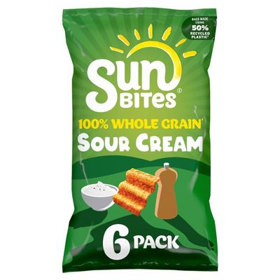 Sunbites Sour Cream and Pepper Multipack Snacks, 6 x 25 g