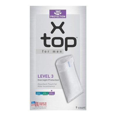 X Top for Men Incontinence Pouch, Level 3, Pack/9