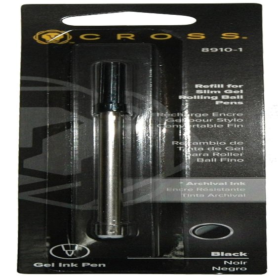 Cross Slim Gel Rolling Ball Refill, Black, 1 per card (8910-1), 2 Packs