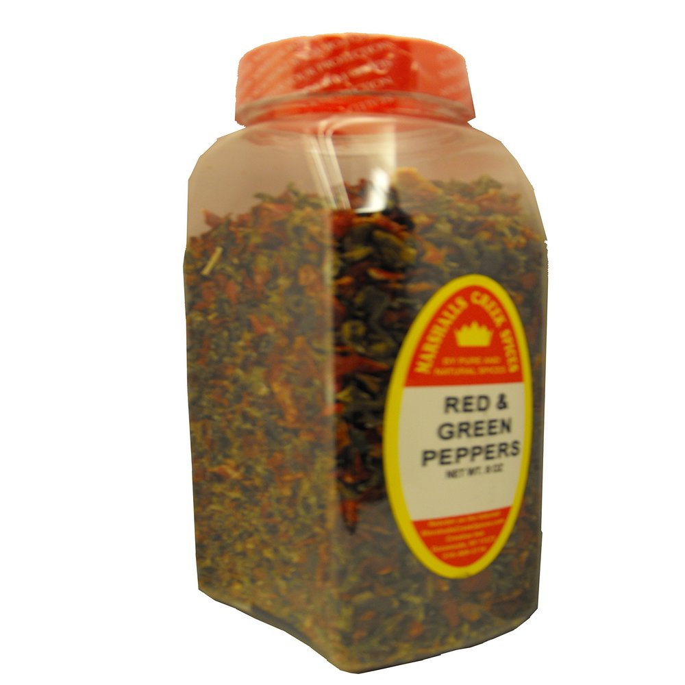 RED & GREEN SWEET BELL PEPPER FLAKES FRESHLY PACKED IN XLARGE JARS, 8 OZ,spices, herbs, seasonings