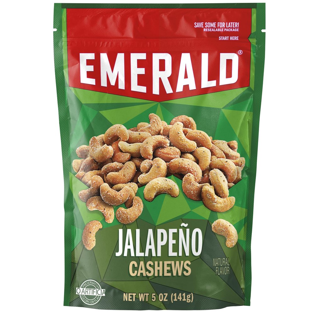Emerald Jalapeo Cashews Stand Up Resealable Bag, 5 Ounce (Pack of 6)