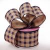 2 1/2" X 10 Yards Navy Patty Wire Edge Gingham Ribbon view 1
