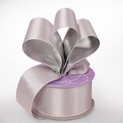 1 1/2" X 10 Yards Pink/Silver Satin/Metallic Back Ribbon