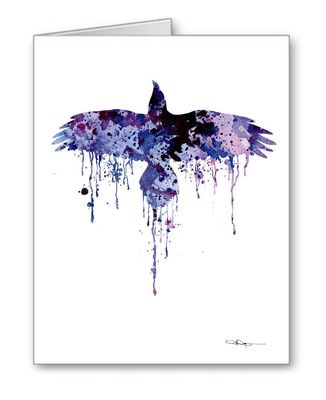 Abstract Raven Set of 10 Art Note Cards by Watercolor Artist DJ Rogers