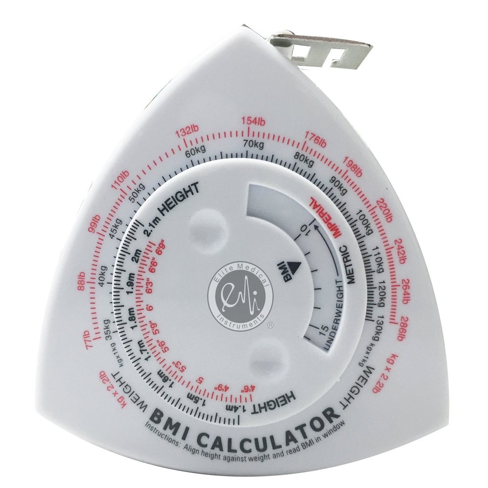 EMI Triangle BMI Body Mass Index Calculator and Body Tape Measure - 60" / 1.5 m ECB-301