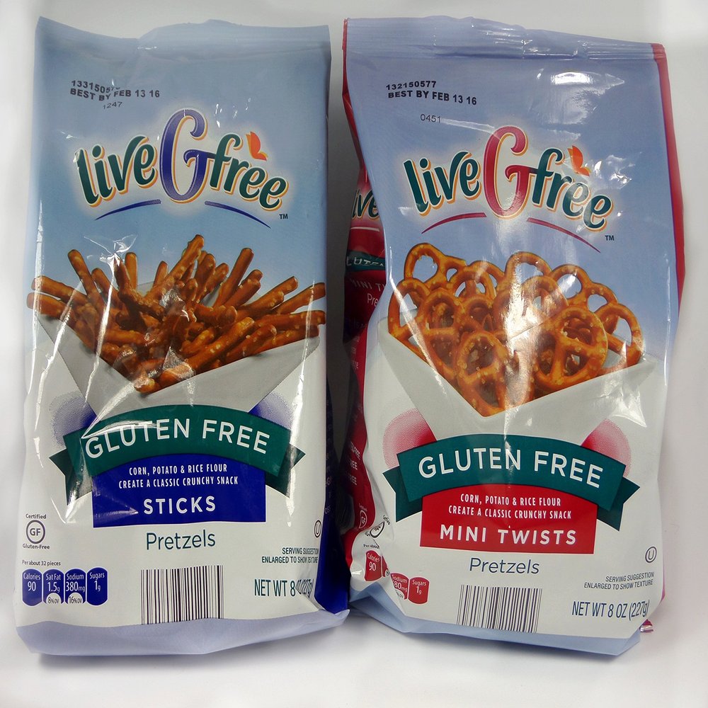 Gluten Free Pretzels - 2 Pack of Twists + Sticks- Each Bag (8oz) - Crunchy and Delicous