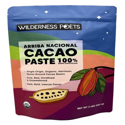 Wilderness Poets Organic Cacao Paste - Made from Stone Ground, Raw 100% Cacao Beans - (32 Ounce - 2 Pound)