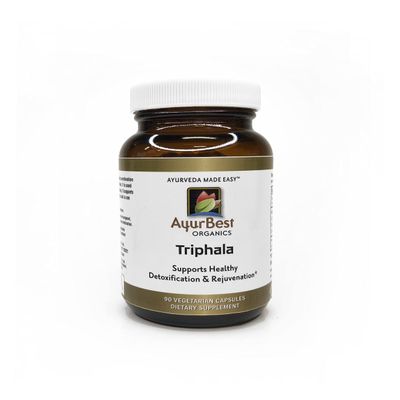 AyurBest Triphala Certified Organic 90 Capsules Traditional Blend (Amalaki, Bibhitaki, & Haritaki) - 90 Vegetarian Capsules - Kosher Certified - Non-GMO Ingredients