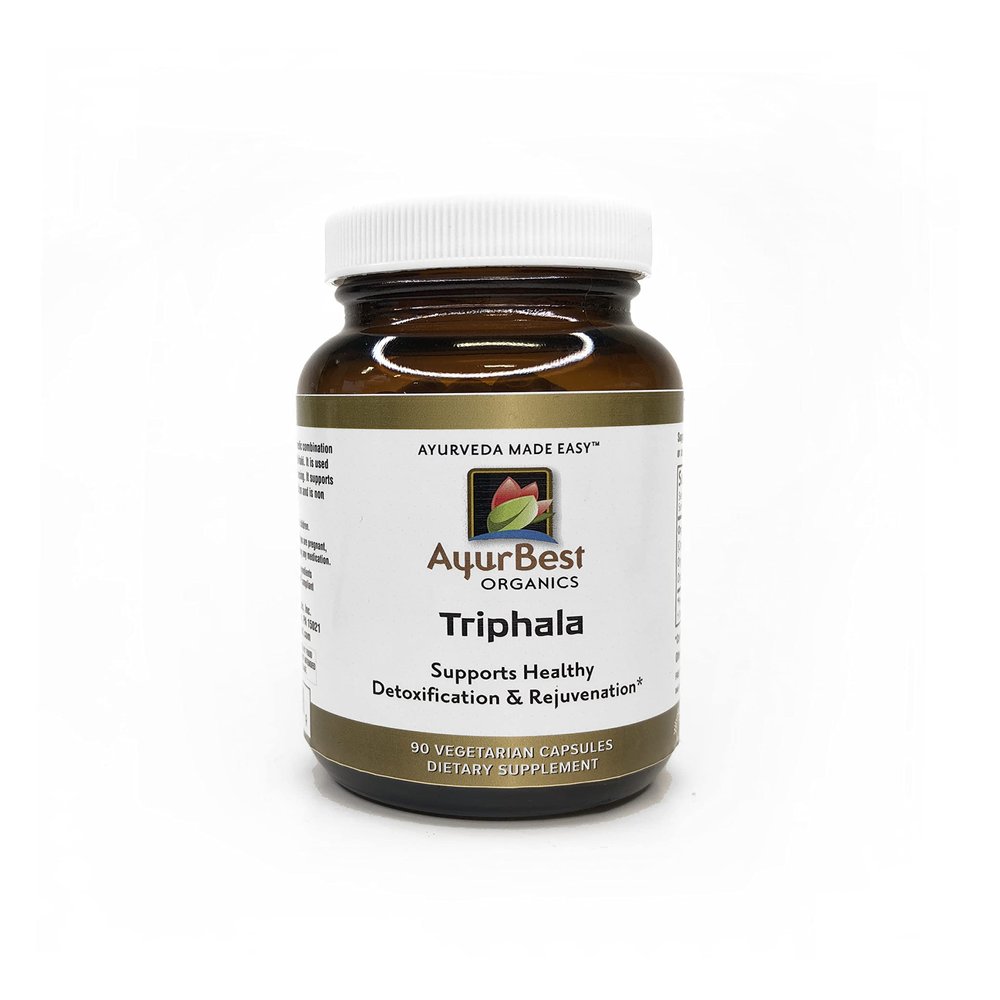 AyurBest Triphala Certified Organic 90 Capsules Traditional Blend (Amalaki, Bibhitaki, & Haritaki) - 90 Vegetarian Capsules - Kosher Certified - Non-GMO Ingredients