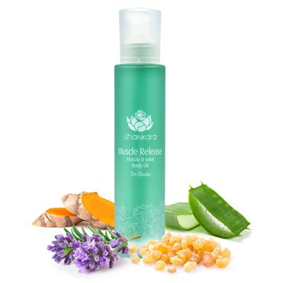 Shankara Muscle Relief Oil Body Massage Oil for Sore Muscles and Joints with Arnica, Boswelia & Sweet Birch Gua Sha, Ayurvedic Massage Therapy, Post Gym, Relaxation (100ml)