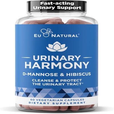 Eu Natural Urinary Harmony D-Mannose Supplement - Urinary Tract Health for Women - Fast-Acting Urinary Cleanse & Flush with Clinical-Strength D-Mannose & Hibiscus - 60 Capsules